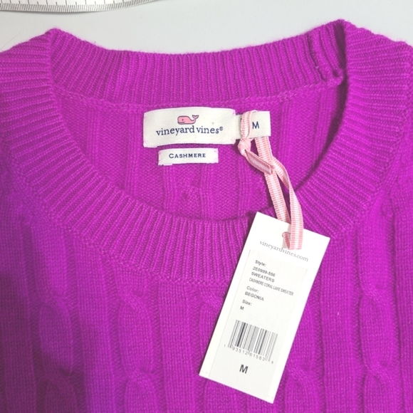 NEW- Vineyard Vine Cashmere Coral Lane Sweater Size M - Picture 6 of 7